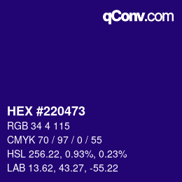 颜色代码: HEX #220473 | qconv.com