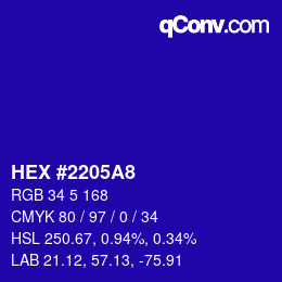 Color code: HEX #2205A8 | qconv.com
