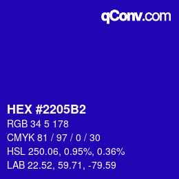 カラーコード: HEX #2205B2 | qconv.com