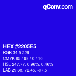 Color code: HEX #2205E5 | qconv.com