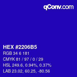 カラーコード: HEX #2206B5 | qconv.com