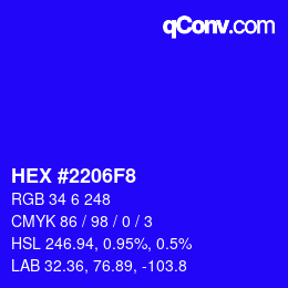 Color code: HEX #2206F8 | qconv.com
