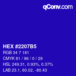 Color code: HEX #2207B5 | qconv.com