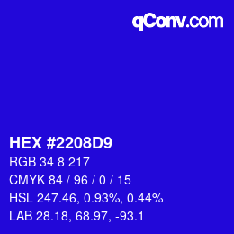 Color code: HEX #2208D9 | qconv.com