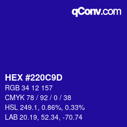 Color code: HEX #220C9D | qconv.com