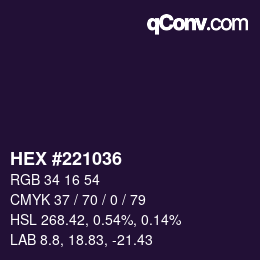 Color code: HEX #221036 | qconv.com