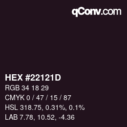 颜色代码: HEX #22121D | qconv.com