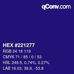 カラーコード: HEX #221277 | qconv.com
