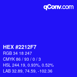 Código de color: HEX #2212F7 | qconv.com