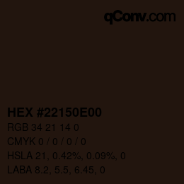 Color code: HEX #22150E00 | qconv.com