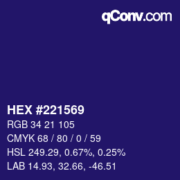 カラーコード: HEX #221569 | qconv.com