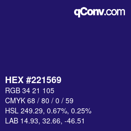 Color code: HEX #221569 | qconv.com