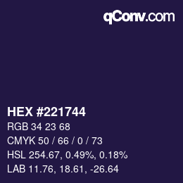 Farbcode: HEX #221744 | qconv.com