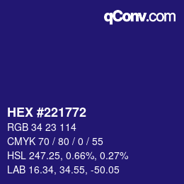 Farbcode: HEX #221772 | qconv.com