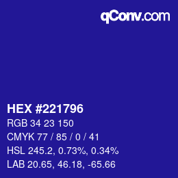 Color code: HEX #221796 | qconv.com