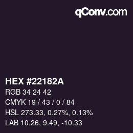 Color code: HEX #22182A | qconv.com
