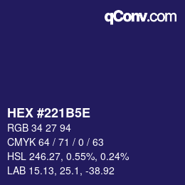 Color code: HEX #221B5E | qconv.com