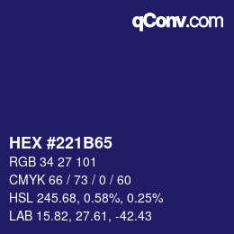 Color code: HEX #221B65 | qconv.com