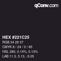 カラーコード: HEX #221C25 | qconv.com