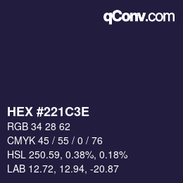 Color code: HEX #221C3E | qconv.com