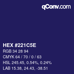 Farbcode: HEX #221C5E | qconv.com