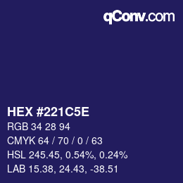 カラーコード: HEX #221C5E | qconv.com