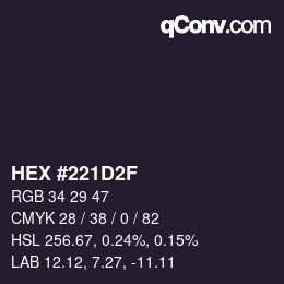 Color code: HEX #221D2F | qconv.com