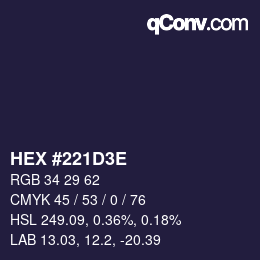 Color code: HEX #221D3E | qconv.com