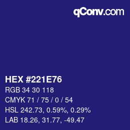 Color code: HEX #221E76 | qconv.com