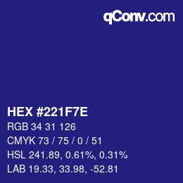 Color code: HEX #221F7E | qconv.com