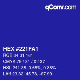 カラーコード: HEX #221FA1 | qconv.com