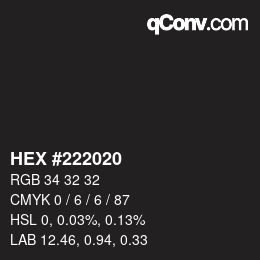 Color code: HEX #222020 | qconv.com