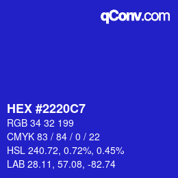 Color code: HEX #2220C7 | qconv.com