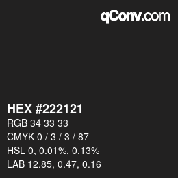 Color code: HEX #222121 | qconv.com