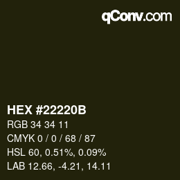 Color code: HEX #22220B | qconv.com