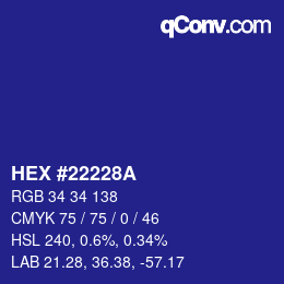 Color code: HEX #22228A | qconv.com