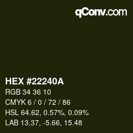 Color code: HEX #22240A | qconv.com