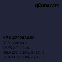 Color code: HEX #22243A00 | qconv.com