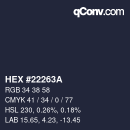 颜色代码: HEX #22263A | qconv.com
