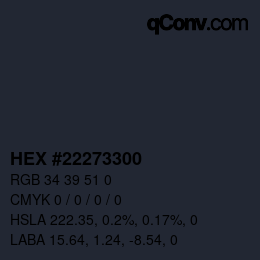 Farbcode: HEX #22273300 | qconv.com