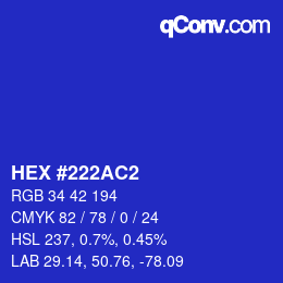 カラーコード: HEX #222AC2 | qconv.com