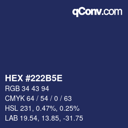 颜色代码: HEX #222B5E | qconv.com
