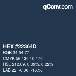 カラーコード: HEX #22364D | qconv.com