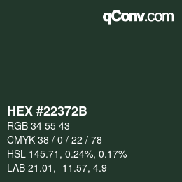 カラーコード: HEX #22372B | qconv.com