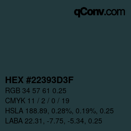 颜色代码: HEX #22393D3F | qconv.com