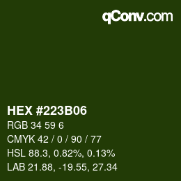 Código de color: HEX #223B06 | qconv.com