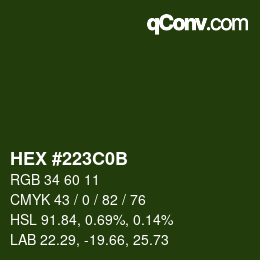 Color code: HEX #223C0B | qconv.com