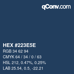 Farbcode: HEX #223E5E | qconv.com