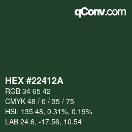 Color code: HEX #22412A | qconv.com