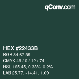 カラーコード: HEX #22433B | qconv.com